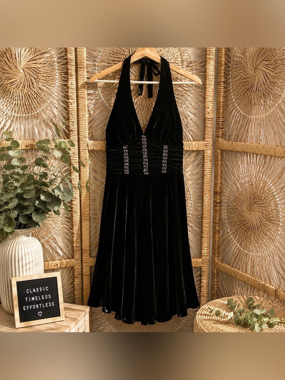 Molly New York Velvet Halter Dress - Size 6